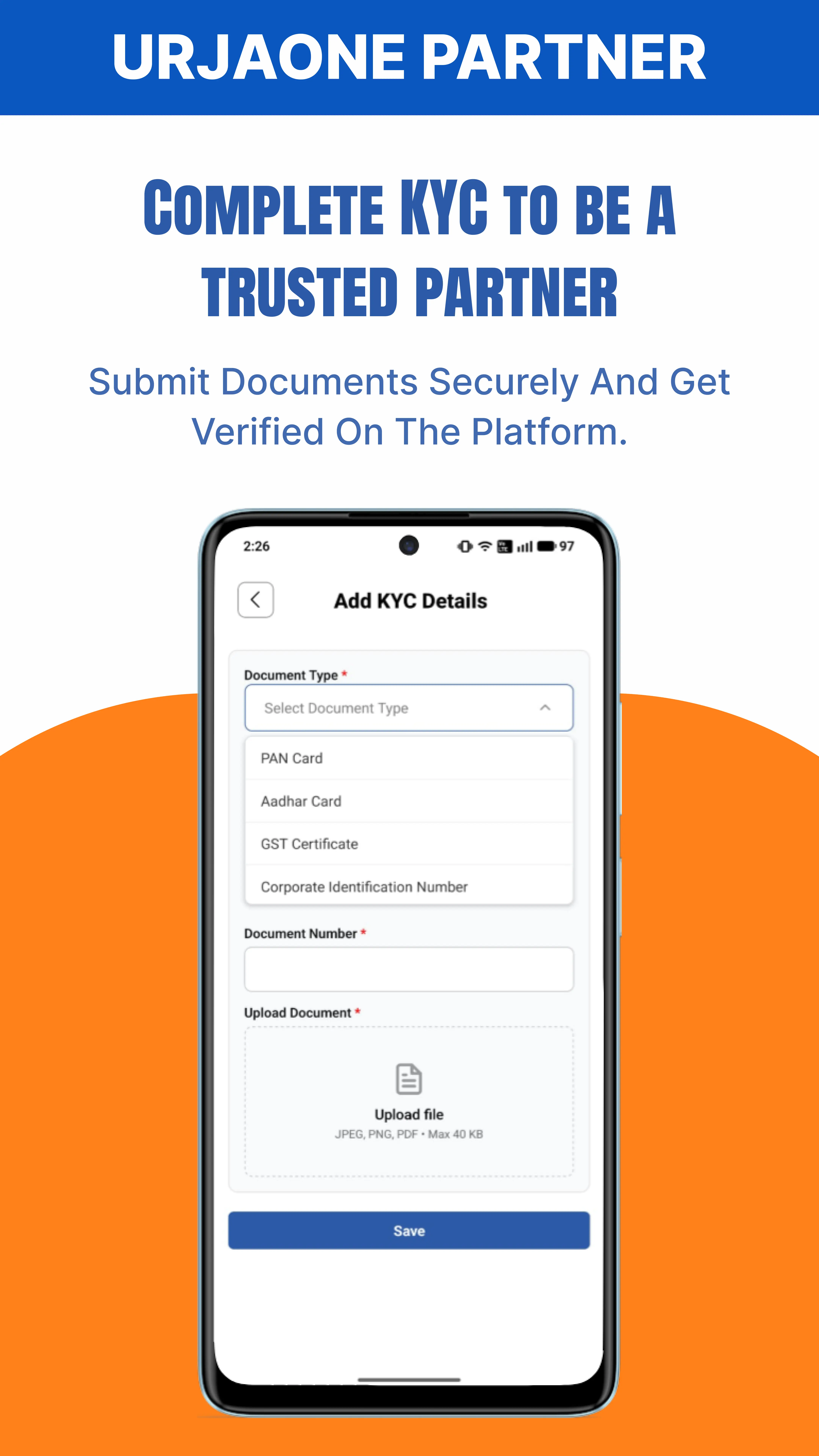 Submit KYC Details on UrjaOne Partner Dashboard